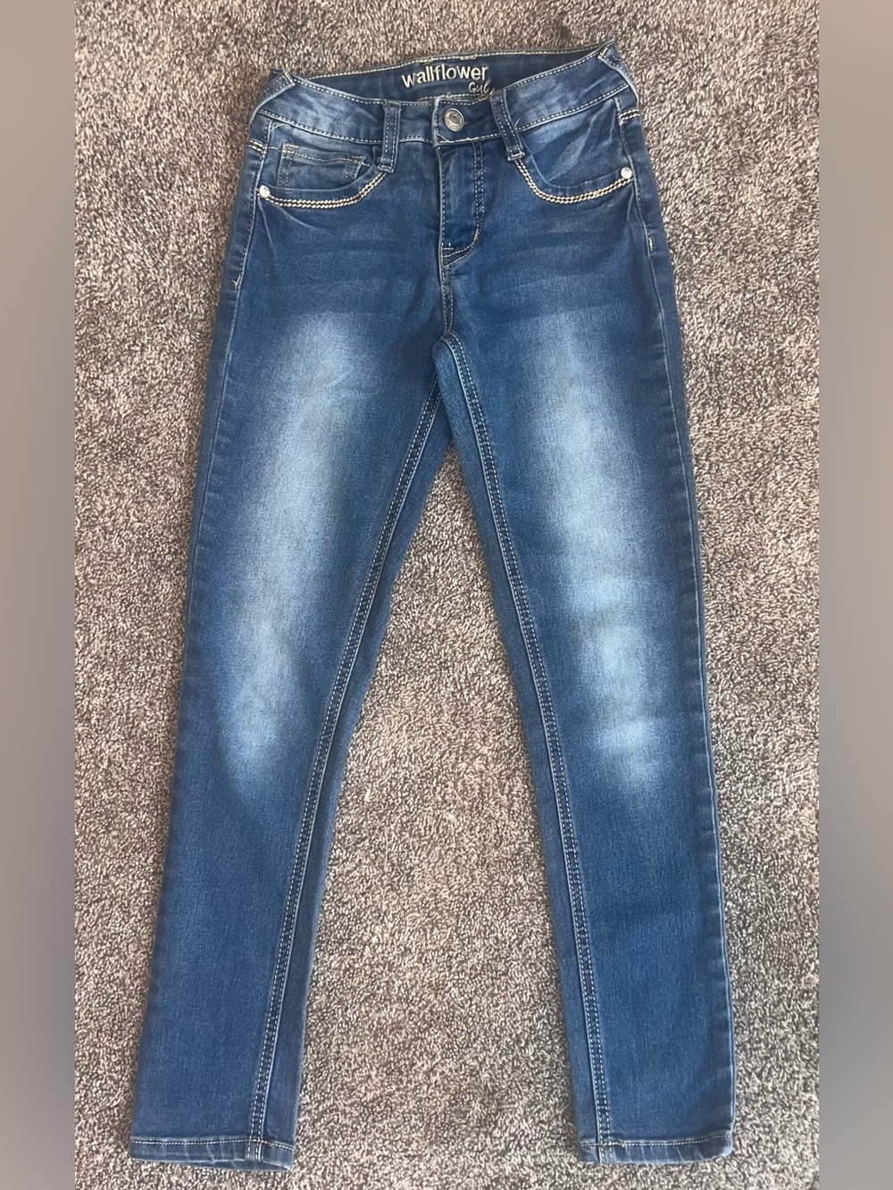 Wallflower Girls Dark Blue Distressed Skinny Jeans